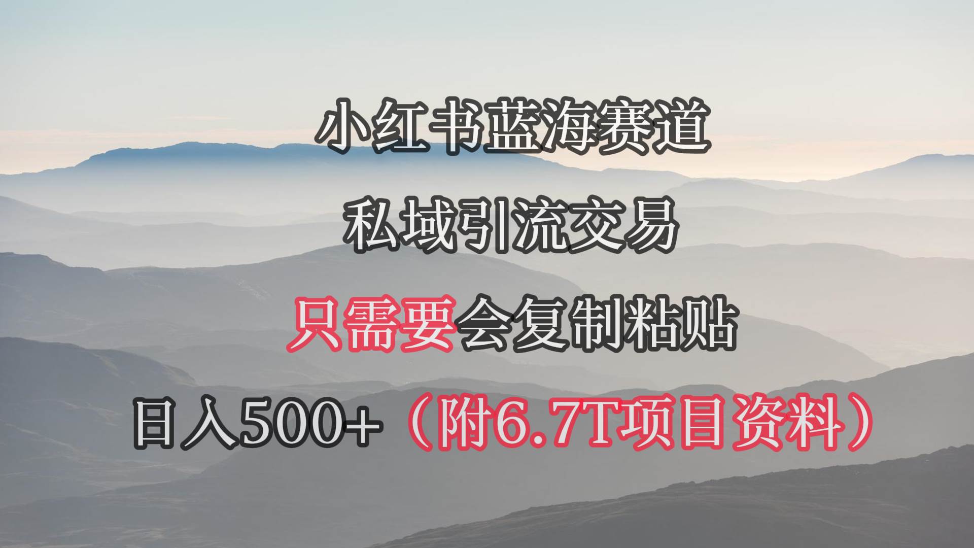 小红书短剧赛道，私域引流交易，会复制粘贴，日入500+（附6.7T短剧资源）-2Y资源网