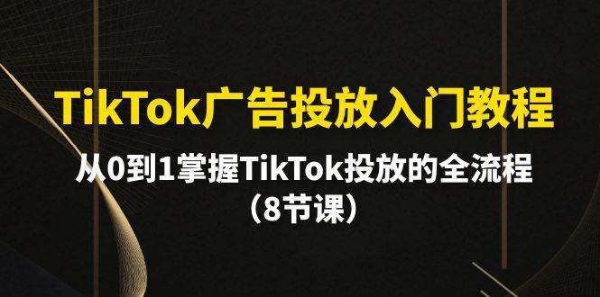 TikTok广告投放入门教程，从0到1掌握TikTok投放的全流程（8节课）-2Y资源网