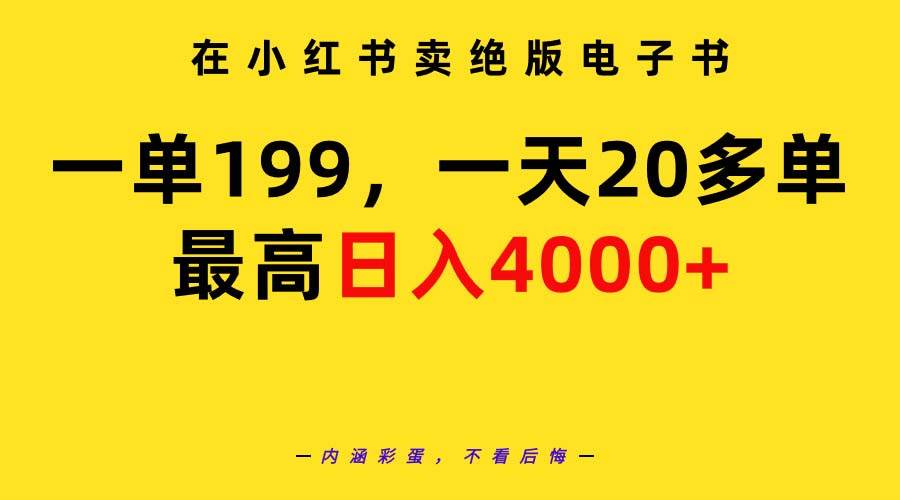 在小红书卖绝版电子书，一单199 一天最多搞20多单，最高日入4000+教程+资料-2Y资源网