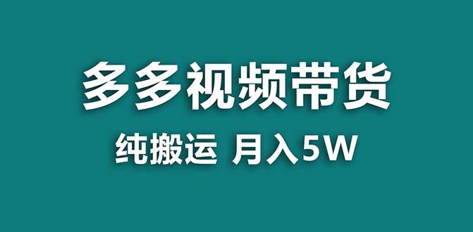 【蓝海项目】拼多多视频带货 纯搬运一个月搞了5w佣金，小白也能操作 送工具-2Y资源网