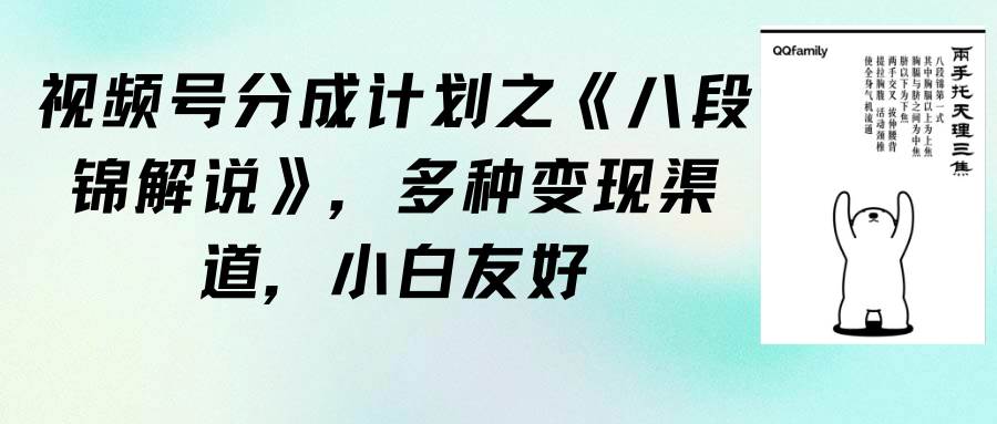 视频号分成计划之《八段锦解说》，多种变现渠道，小白友好（教程+素材）-2Y资源网