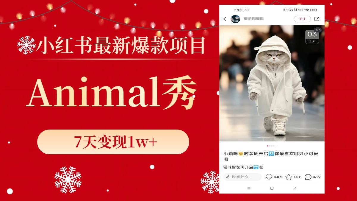 小红书最新爆款项目，Animal秀，7天变现1w+-2Y资源网