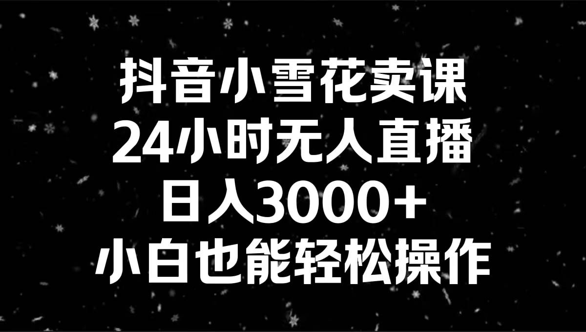 抖音小雪花卖课，24小时无人直播，日入3000+，小白也能轻松操作-2Y资源网