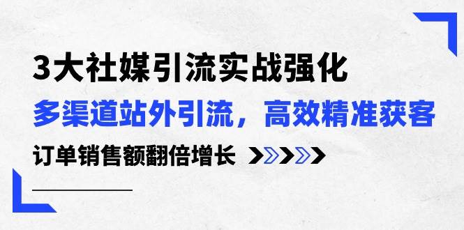 3大社媒引流实操强化，多渠道站外引流/高效精准获客/订单销售额翻倍增长-2Y资源网