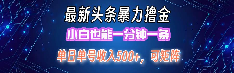 最新暴力头条掘金日入500+，矩阵操作日入2000+ ，小白也能轻松上手！-2Y资源网