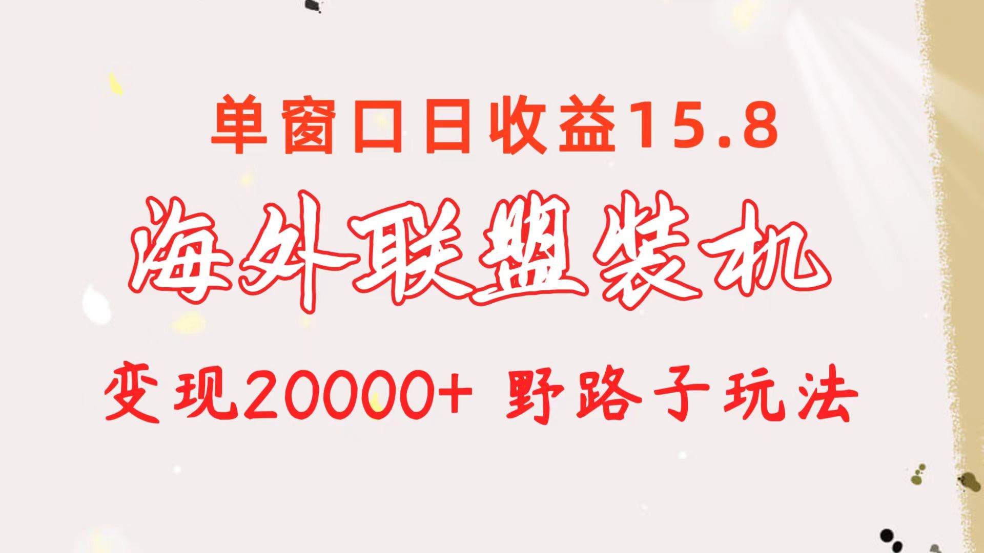 海外联盟装机 单窗口日收益15.8  变现20000+ 野路子玩法-2Y资源网