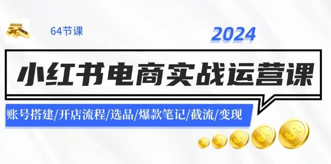 2024小红书电商实战运营课：账号搭建/开店流程/选品/爆款笔记/截流/变现-2Y资源网