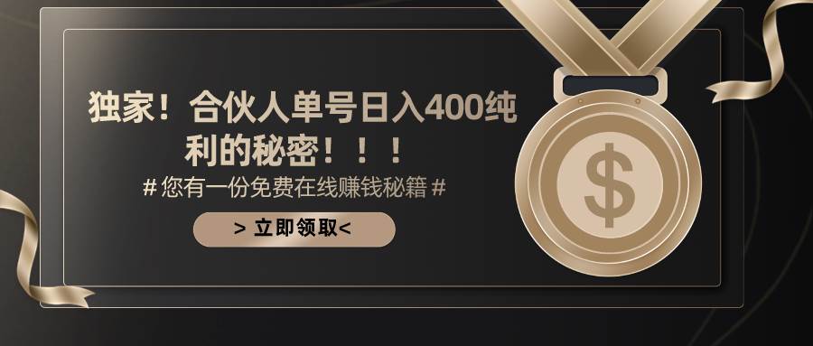 合伙人广告撸金最新玩法，每天单号400纯利-2Y资源网