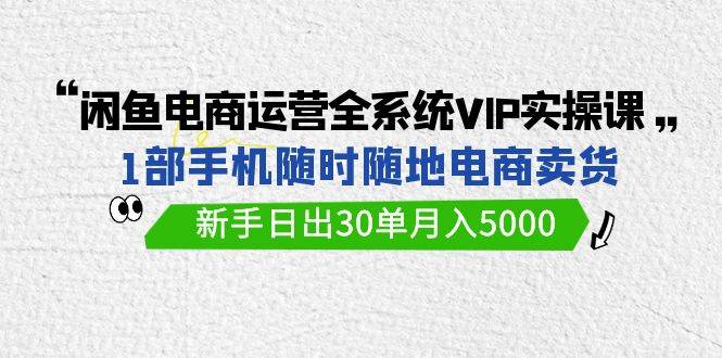闲鱼电商运营全系统VIP实战课，1部手机随时随地卖货，新手日出30单月入5000-2Y资源网
