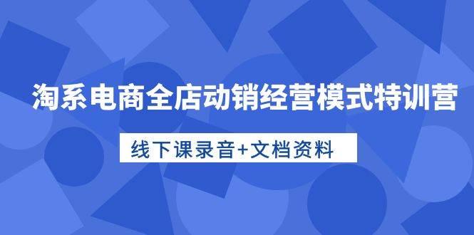 淘系电商全店动销经营模式特训营，线下课录音+文档资料-2Y资源网