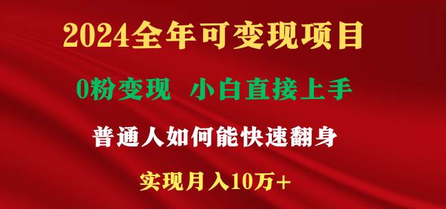 2024全年可变现项目，一天收益至少2000+，小白上手快，普通人就要利用互…-2Y资源网