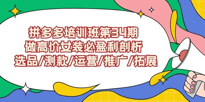 拼多多培训班第34期：做高价女装必盈利剖析  选品/测款/运营/推广/拓展-2Y资源网