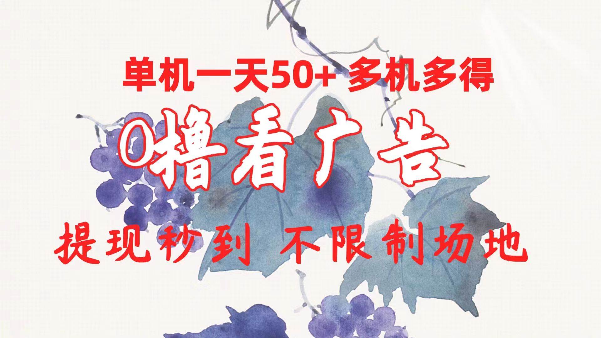 0撸看广告 单机一天50+多机多得 提现秒到 不限制场地操作-2Y资源网