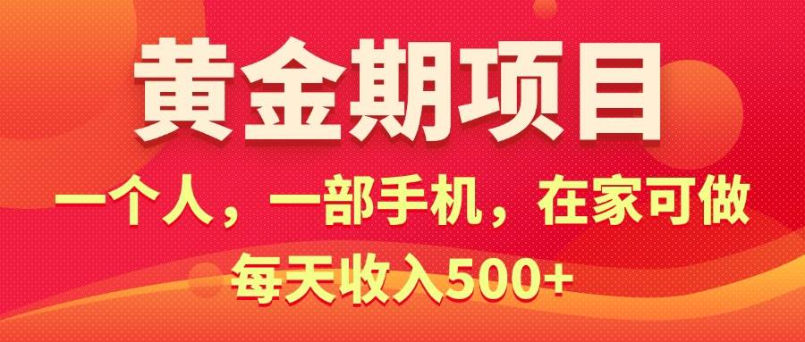黄金期项目，电商搞钱！一个人，一部手机，在家可做，每天收入500+-2Y资源网