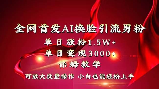 全网独创首发AI换脸引流男粉单日涨粉1.5W+变现3000+小白也能上手快速拿结果-2Y资源网
