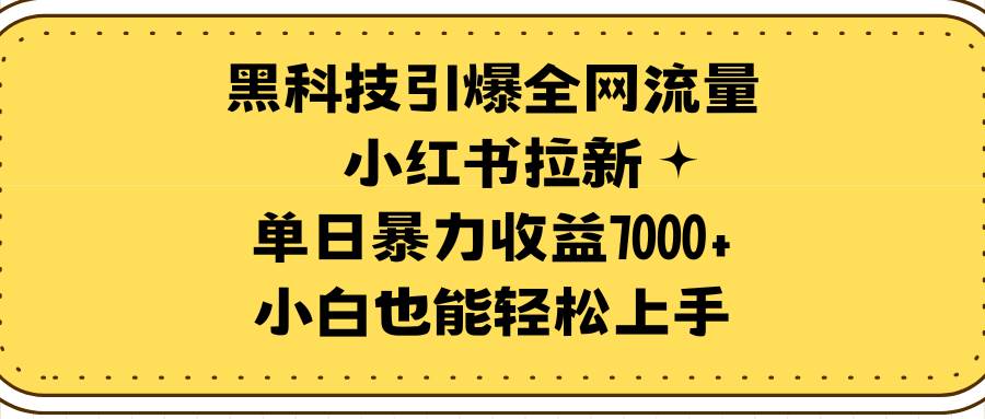黑科技引爆全网流量小红书拉新，单日暴力收益7000+，小白也能轻松上手-2Y资源网