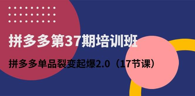 拼多多第37期培训班：拼多多单品裂变起爆2.0（17节课）-2Y资源网