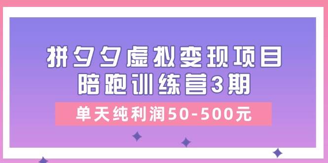 某收费培训《拼夕夕虚拟变现项目陪跑训练营3期》单天纯利润50-500元-2Y资源网