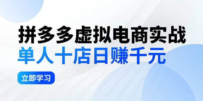 拼夕夕虚拟电商实战：单人10店日赚千元，深耕老项目，稳定盈利不求风口-2Y资源网