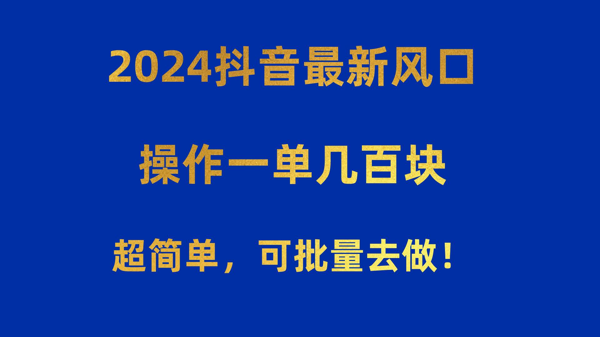 2024抖音最新风口！操作一单几百块！超简单，可批量去做！！！-2Y资源网
