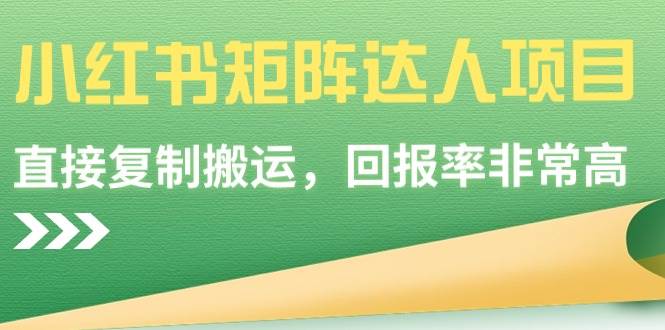 小红书矩阵达人项目，直接复制搬运，回报率非常高-2Y资源网