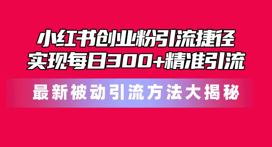 小红书创业粉引流捷径！最新被动引流方法大揭秘，实现每日300+精准引流-2Y资源网