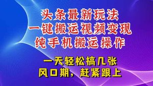 今日头条最新玩法，一键搬运视频也能轻松变现，随随便便就爆百万流量，…-2Y资源网